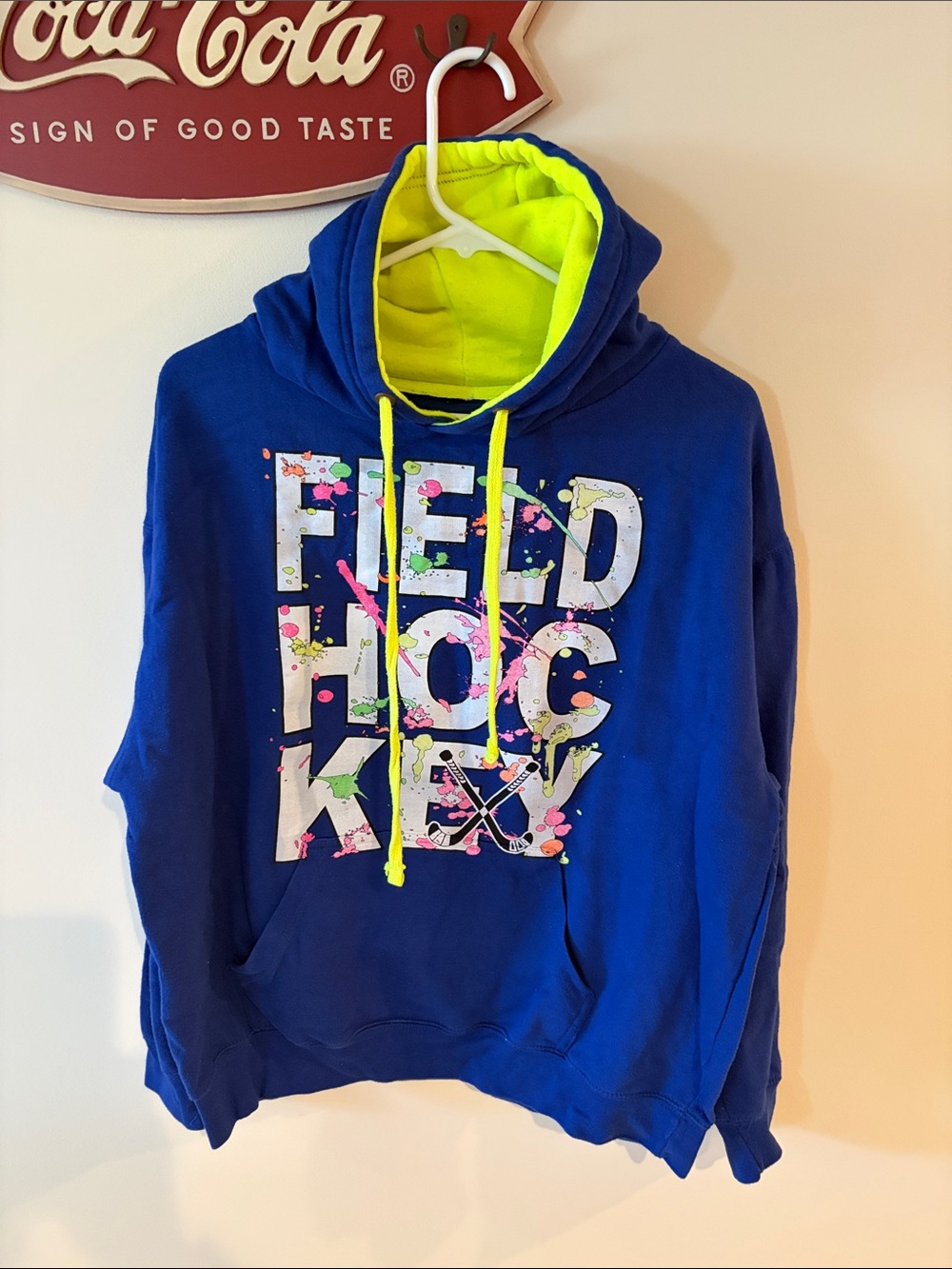 Adult blue field hockey painted splash sweatshirt- large